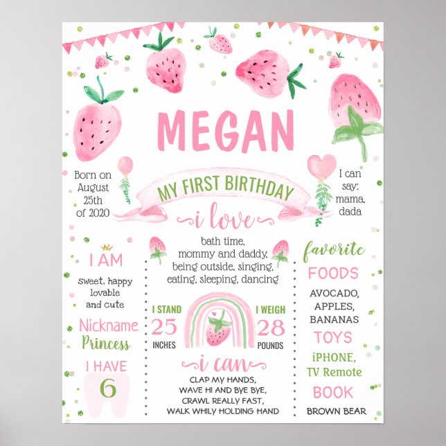 Poster Sucre fraise un anniversaire jalon (Devant)