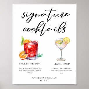Poster Sucré Signature Cocktails Menu Mariage