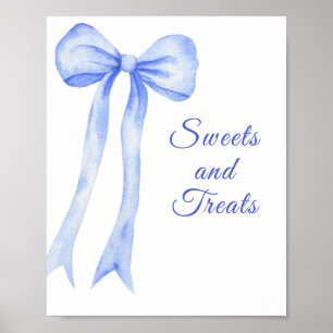 Poster Sucreries et friandises à l'aquarelle bleu ruban