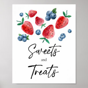 Poster Sucres et friandises Berry fraise Premier annivers