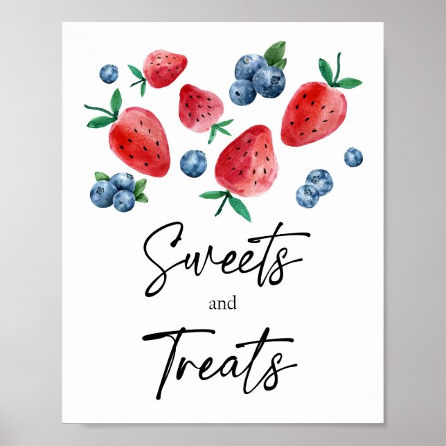 Poster Sucres et friandises Berry fraise Premier annivers (Devant)