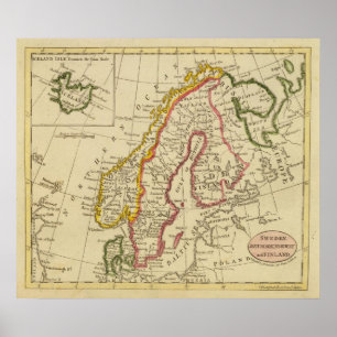 Poster Suède, Danemark, Norvège, Finlande, Islande