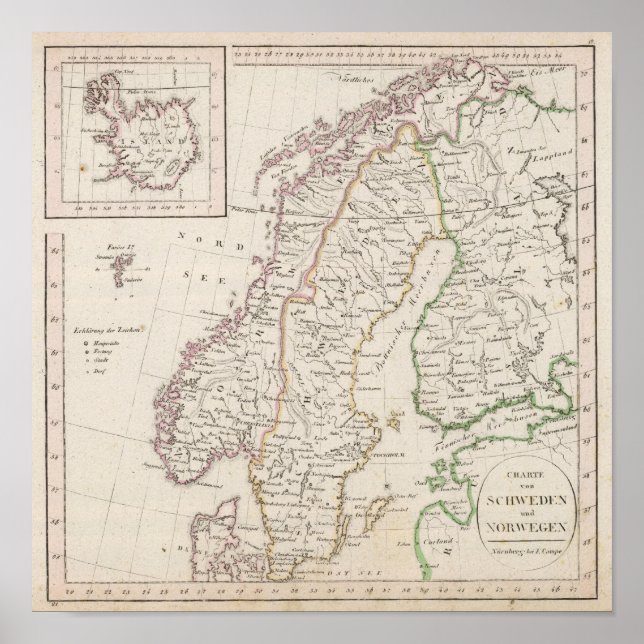 Poster Suède, Norvège, Islande (Devant)