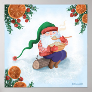 Poster suédois Gnome Jultomten   Imprimé
