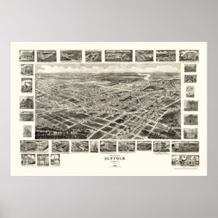 Poster Suffolk, VA Carte panoramique - 1907