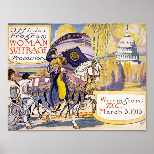 Poster Suffrage féminin 1913 Fille à cheval (Devant)