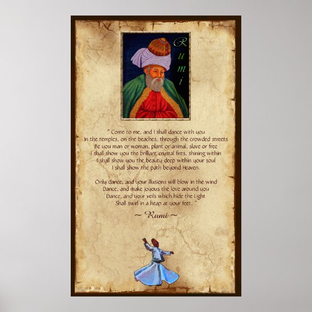 Poster Sufi Mystic Wisdom par Rumi sur Parchment BG (Devant)
