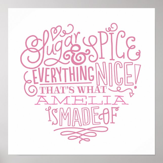 Poster Sugar & Spice Art avec le nom de l'enfant (Devant)
