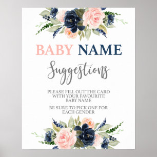 Poster Suggestions de nom de bébé Révélation de genre