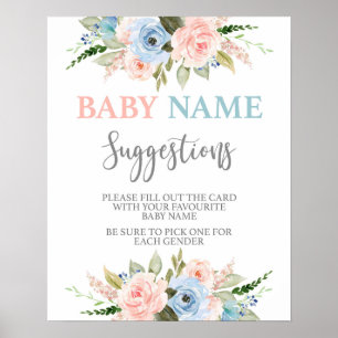 Poster Suggestions de nom de bébé Révélation de genre