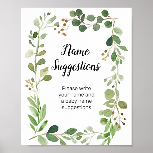 Poster Suggestions de nom de verdure (Devant)