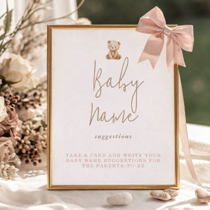Poster Suggestions de noms de Baby Shower d'ours en peluc