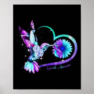 Poster Suicide au ruban pourpre du coeur de tournesol de