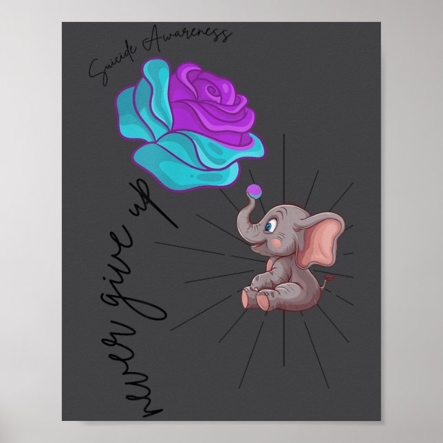 Poster Suicide Awareness Flower Elephant Ribbon Graphic  (Devant)