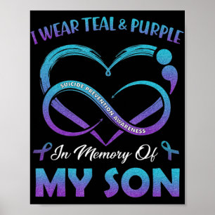 Poster Suicide Awareness I Wear Teal and Purple In Memory