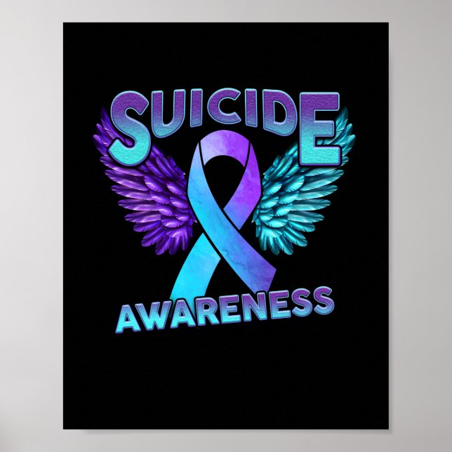Poster Suicide Awareness Wings And Ribbon Suicide Prevent (Devant)