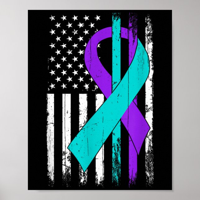 Poster Suicide Prevention Awareness American Flag  (Devant)