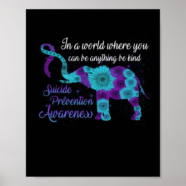 Poster Suicide prevention Awareness Sunflower Elephant (Devant)