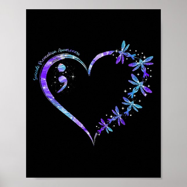 Poster Suicide Prevention Awareness Week Heart Semicolon  (Devant)