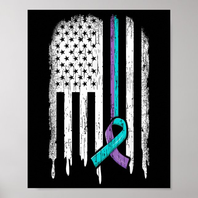 Poster Suicide Prévention Chemise Usa Drapeau Ribbon Suic (Devant)