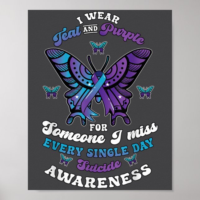 Poster Suicide Prevention Wear Teal Purple Someone I Miss (Devant)