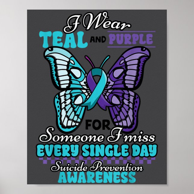 Poster Suicide Prevention Wear Teal Purple Someone I Miss (Devant)