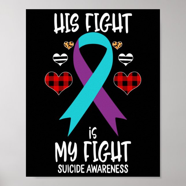 Poster Suicide Sensibilisation Ruban Sa Lutte Est Mon Com (Devant)