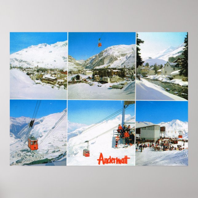 Poster Suisse, station de ski d'hiver Andermatt (Devant)
