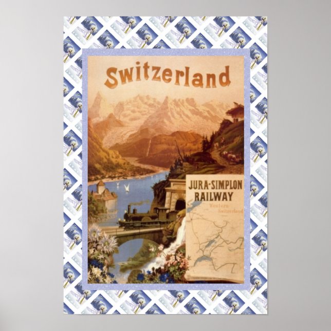 Poster suisse vintage Jura Simplon Railway (Devant)