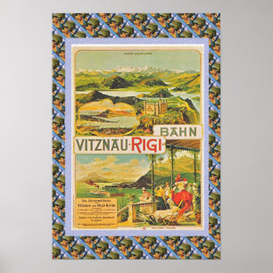 Poster suisse vintage Vitznau Rigi Bahn