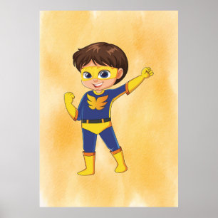 Poster Suit Jaune Superhero Boy ! Amusants Enfants Art Im