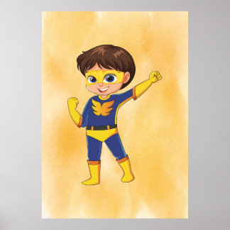 Poster Suit Jaune Superhero Boy ! Amusants Enfants Art Im