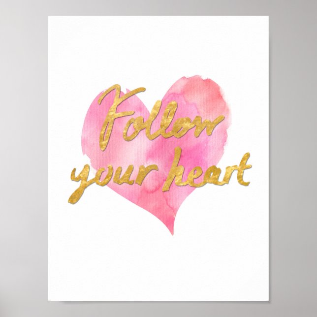 Poster Suivez l'affiche de votre coeur (blanc avec or) (Devant)
