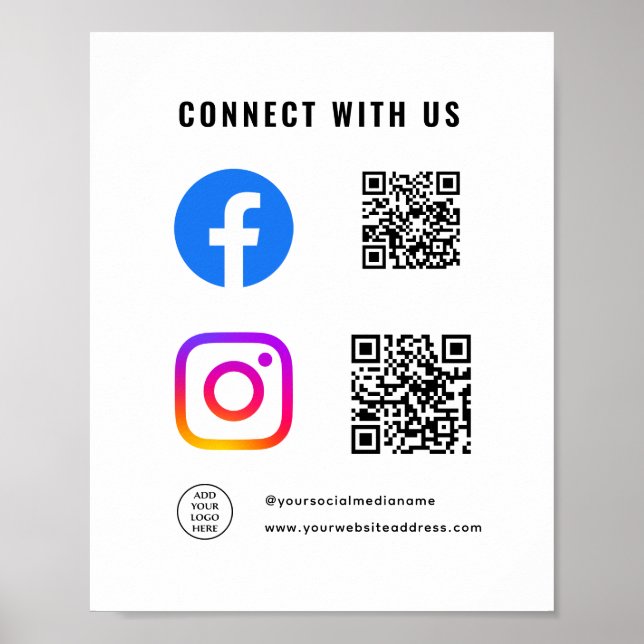 Poster Suivez le logo Scan Connect With Us QR Code ici (Devant)