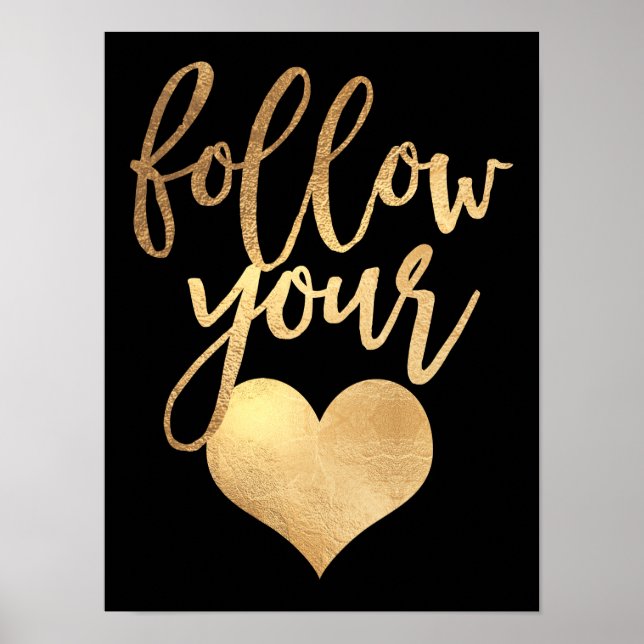 Poster Suivez votre coeur, Faux Gold Foil (Devant)