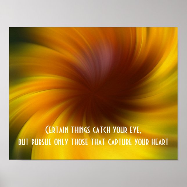 Poster Suivez Votre Coeur Jaune Fils Inspirationnel (Devant)
