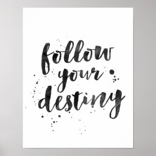 Poster Suivez votre destin main lettré inspirant imprimer
