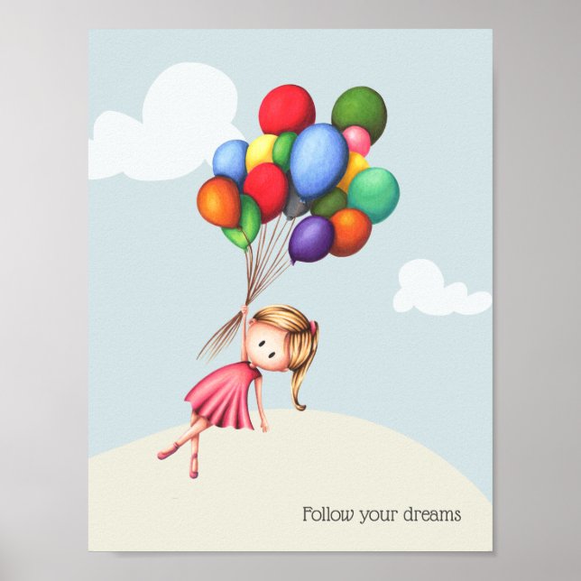 Poster Suivez votre fille de rêves avec des ballons (Devant)