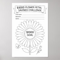 Suivi du Défi d'Épargne de 1000 $ Pétales de Fleur