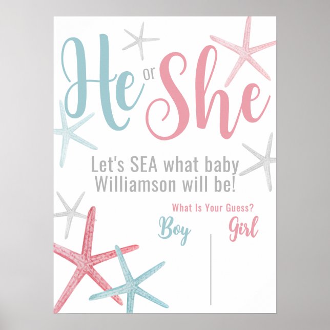 Poster Summer Gender Reveal Party Vote Sign (Devant)