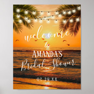Poster Summer Sunset Beach Fête des mariées Bienvenue