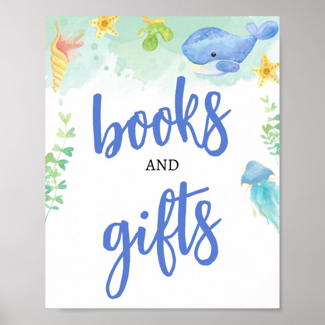 Poster Summer Under the Sea Baby shower Livres et cadeaux (Devant)