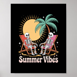 Poster Summer Vibes Skeleton Summer Vacances Plage