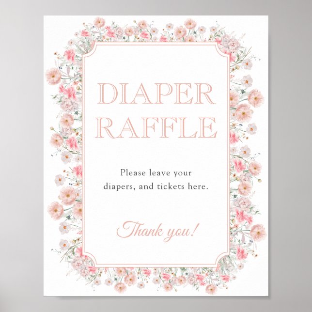 Poster Summer Wildflower Diaper Raffle Baby Shower (Devant)