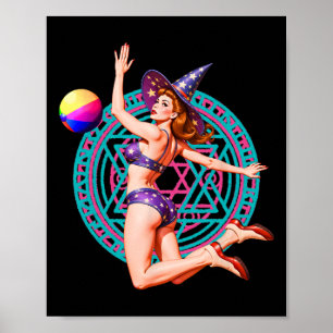 Poster Summerween Beach Ll Pin-up Y Witch Halloween Magic