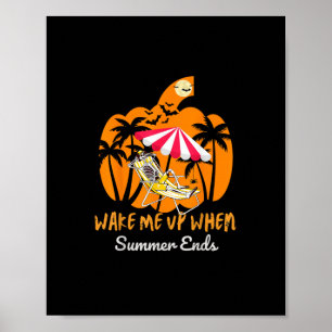 Poster Summerween Citrouille de plage Skeleton drôle Hall