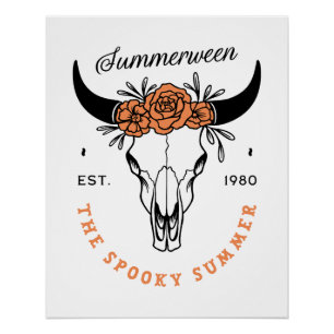 Poster Summerween esthétique crânienne florale estivale e
