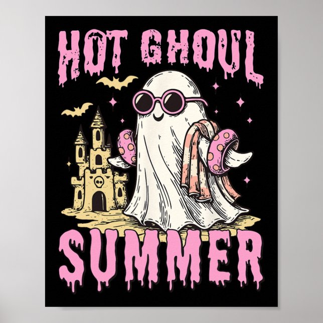 Poster Summerween Hot Ghoul Été drôle jolie piscine fantô (Devant)