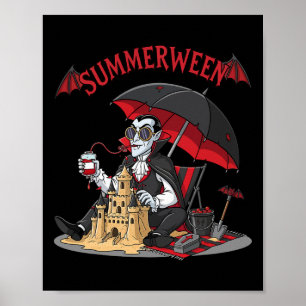 Poster Summerween Plage Vampire Dracula Sandcastle Gothiq