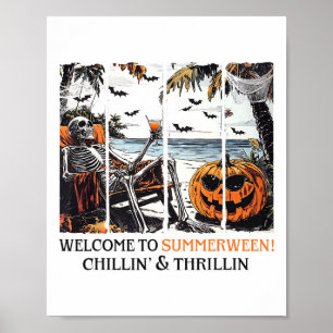 Poster Summerween Skeleton Beach Party Halloween Été V